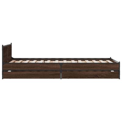 vidaXL Cadre de lit à tiroirs chêne marron 90x190 cm bois d'ingénierie