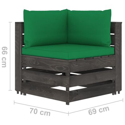 vidaXL Canapé de jardin 4 places avec coussins Bois imprégné de gris