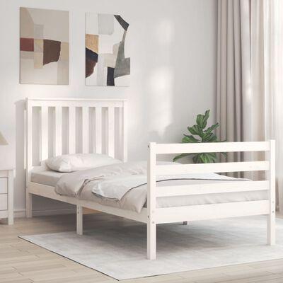 vidaXL Cadre de lit sans matelas blanc 90x200 cm bois massif