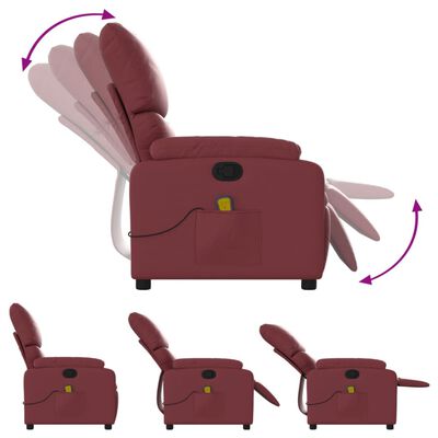 vidaXL Fauteuil de massage inclinable Rouge bordeaux Similicuir