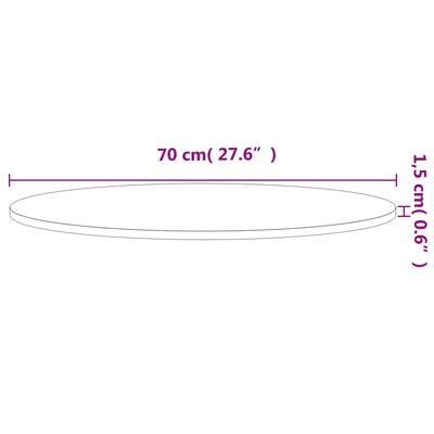 vidaXL Dessus de table Ø70x1,5 cm rond bois massif de hêtre