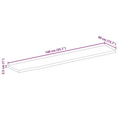 vidaXL Dessus de table à bord vivant 140x40x2,5cm bois massif manguier