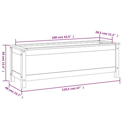 vidaXL Lit surélevé de jardin gris 119,5x40x39 cm bois de pin massif