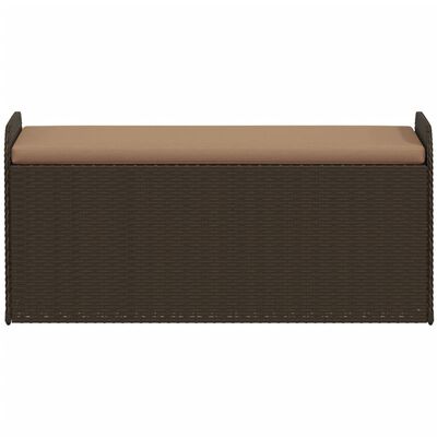 vidaXL Banc de rangement et coussin marron 115x51x52 cm résine tressée