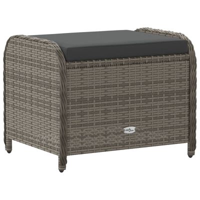 vidaXL Tabouret de jardin avec coussin gris 58x46x46 cm résine tressée