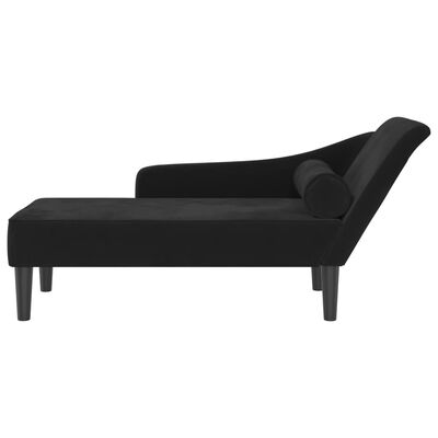 vidaXL Chaise longue avec coussins noir velours