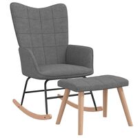 vidaXL Chaise à bascule avec tabouret Gris foncé Tissu