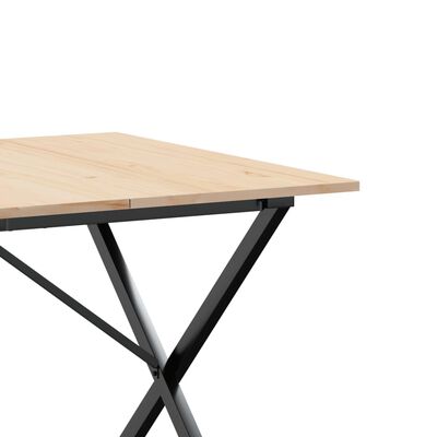 vidaXL Table à manger cadre en X 180x90x75 cm bois de pin massif fonte