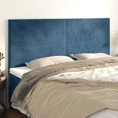 vidaXL Têtes de lit 4 pcs Bleu foncé 90x5x78/88 cm Velours