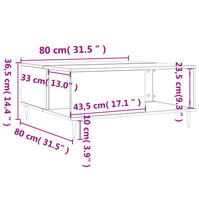 vidaXL Table basse chêne marron 80x80x36,5 cm bois d'ingénierie