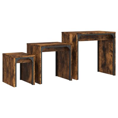 vidaXL Tables basses gigognes 3 pcs chêne fumé bois d'ingénierie