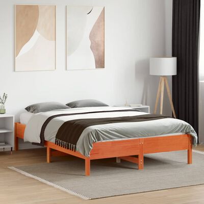 vidaXL Cadre de lit sans matelas cire marron 140x190cm bois pin massif