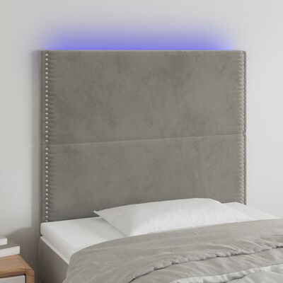 vidaXL Tête de lit à LED Gris clair 80x5x118/128 cm Velours