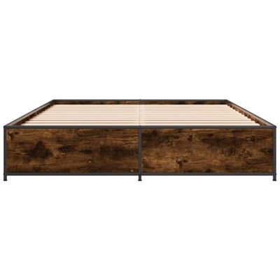 vidaXL Cadre de lit chêne fumé 120x190 cm bois d'ingénierie et métal