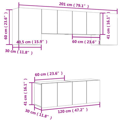 vidaXL Unités murales TV 6 pcs chêne marron bois d'ingénierie