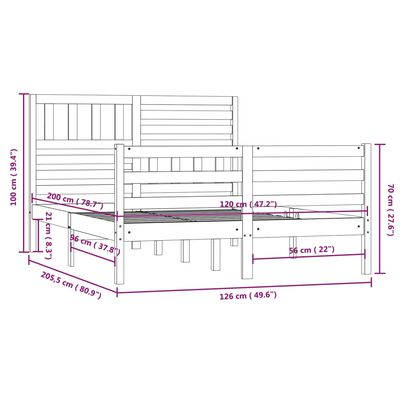 vidaXL Cadre de lit sans matelas bois massif 120x200 cm