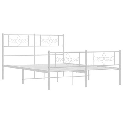 vidaXL Cadre de lit métal sans matelas et pied de lit blanc 150x200 cm