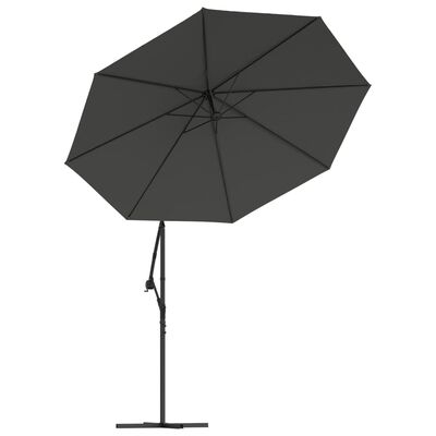 vidaXL Parasol de jardin en porte-à-faux et lumières LED mât en acier