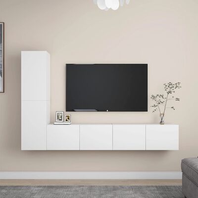 vidaXL Ensemble de meubles TV 4 pcs Blanc Bois d'ingénierie