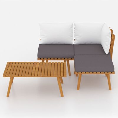 vidaXL Salon de jardin 4 pcs avec coussins Bois d'acacia solide