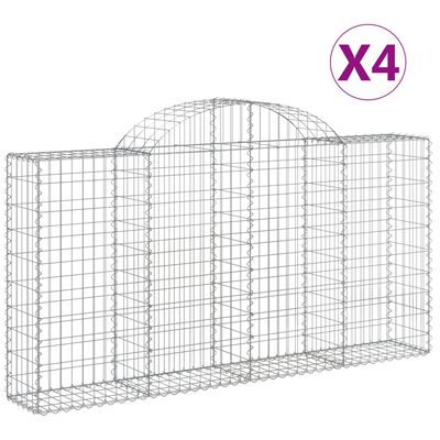 vidaXL Paniers à gabions arqués 4 pcs 200x30x100/120 cm Fer galvanisé