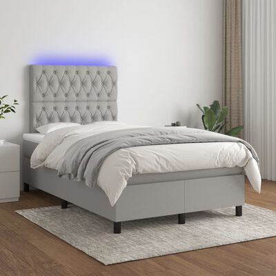 vidaXL Sommier à lattes de lit et matelas et LED Gris clair 120x200 cm