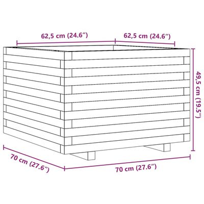 vidaXL Jardinière 70x70x49,5 cm bois de pin massif