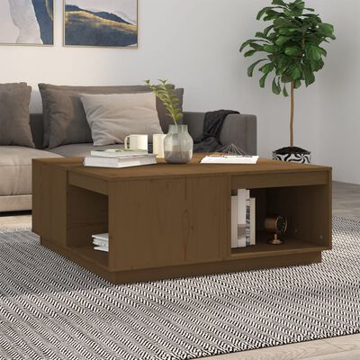 vidaXL Table basse Marron miel 100x101x40,5 cm Bois massif de pin