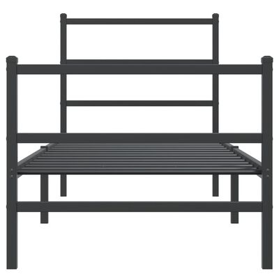 vidaXL Cadre de lit métal sans matelas avec pied de lit noir 75x190 cm