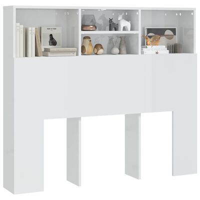 vidaXL Armoire de tête de lit Blanc brillant 120x19x103,5 cm