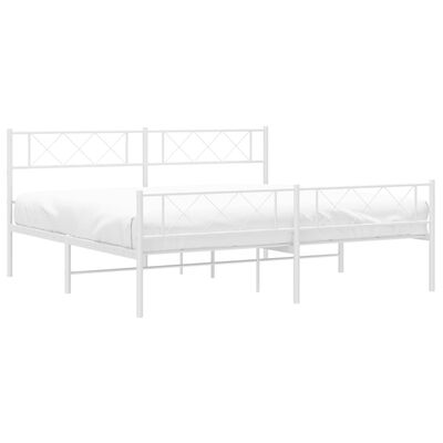 vidaXL Cadre de lit métal sans matelas et pied de lit blanc 193x203 cm