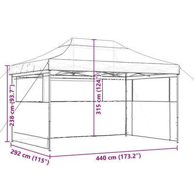 vidaXL Tente de réception pliable escamotable 3 parois latérales noir