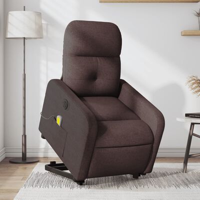 vidaXL Fauteuil inclinable de massage électrique Marron foncé Tissu