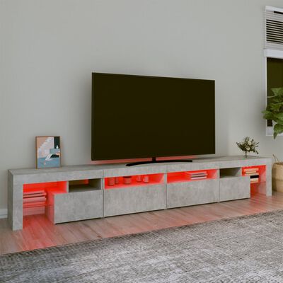 vidaXL Meuble TV avec lumières LED Gris béton 260x36,5x40 cm