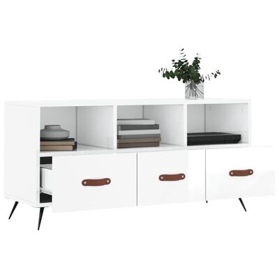 vidaXL Meuble TV Blanc brillant 102x36x50 cm Bois d'ingénierie