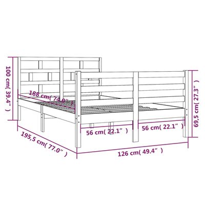 vidaXL Cadre de lit sans matelas blanc bois massif