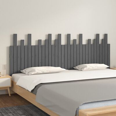 vidaXL Tête de lit murale Gris 204x3x80 cm Bois massif de pin