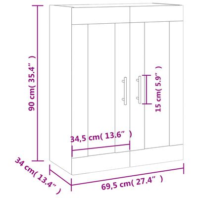 vidaXL Armoire murale gris béton 69,5x34x90 cm