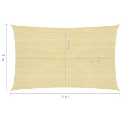 vidaXL Voile d'ombrage 160 g/m² Beige 3x5 m PEHD