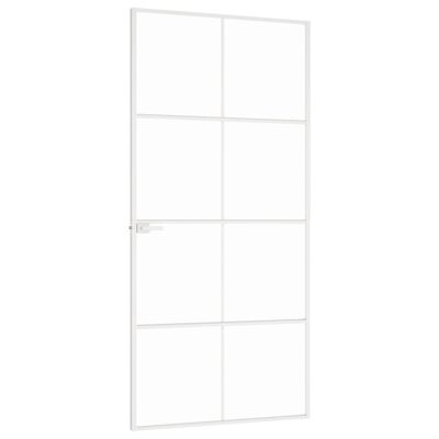 vidaXL Porte d'intérieur Blanc 93x201,5 cm Trempé verre aluminium fin