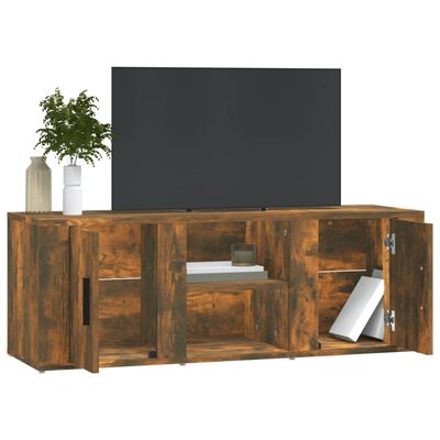 vidaXL Meuble TV Chêne fumé 100x31,5x35 cm Bois d'ingénierie