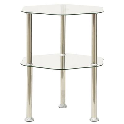 vidaXL Table d'appoint 2 niveaux Transparent 38x38x50 cm Verre trempé