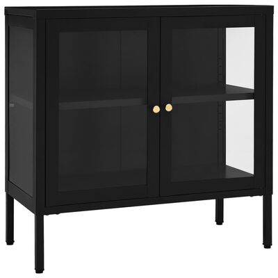 vidaXL Buffet Noir 70x35x70 cm Acier et verre