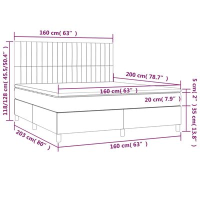 vidaXL Sommier à lattes de lit matelas et LED Bleu foncé 160x200 cm