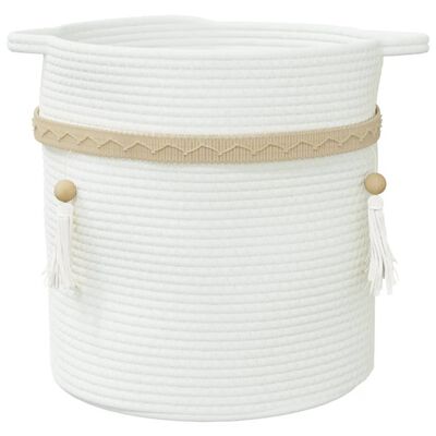 vidaXL Panier de rangement blanc Ø38x36 cm coton