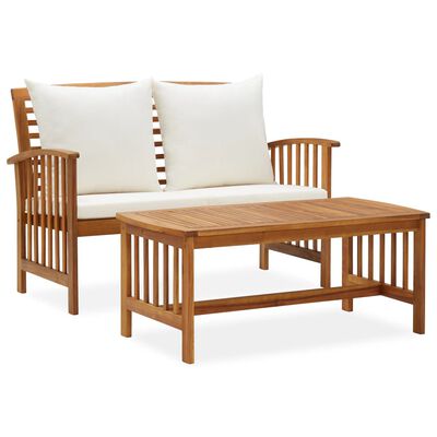 vidaXL Salon de jardin 2 pcs avec coussins Bois d'acacia solide