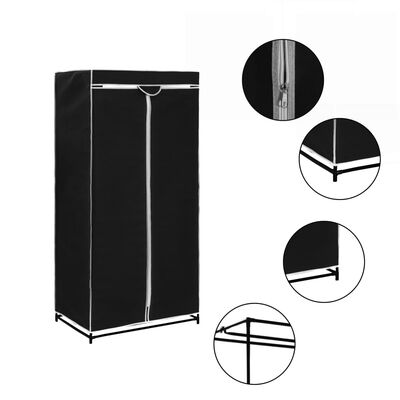 vidaXL Garde-robe Noir 75x50x160 cm