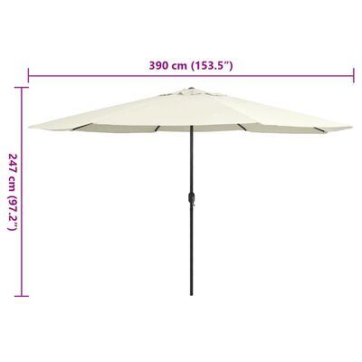 vidaXL Parasol de jardin avec mât en métal 390 cm blanc sable