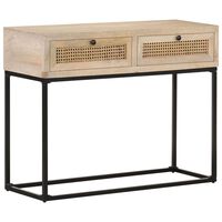 vidaXL Table console 100x35x76 cm Bois de manguier et canne naturelle