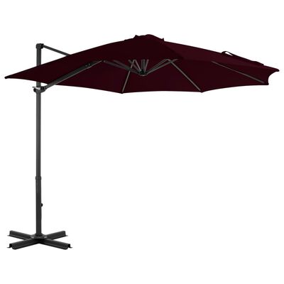 vidaXL Parasol de jardin en porte-à-faux avec mât en aluminium rouge